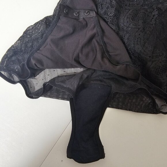 S Black Bodysuit Mesh Lace Layering Tank Top Lingerie Fairy Grunge Whimsigoth - Picture 8 of 8